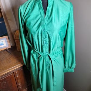 VINTAGE 70'S TALBOTS KELLY GREEN MIDI DRESS